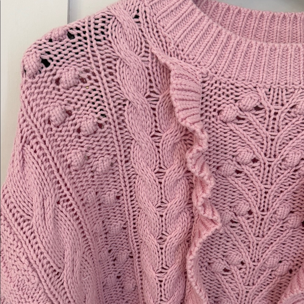 Pink Ruffled Knit Sweater - Picture 2 of 8